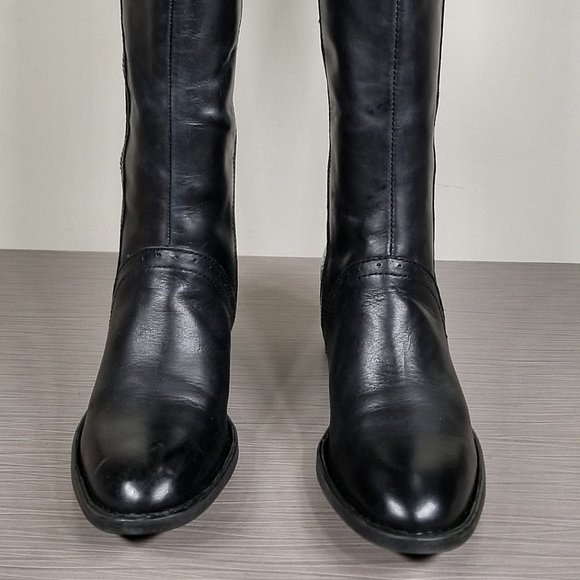 Born Poly Riding Boot, Black Leather Brogue Detailed, Womens Size 6.5 - Picture 9 of 15
